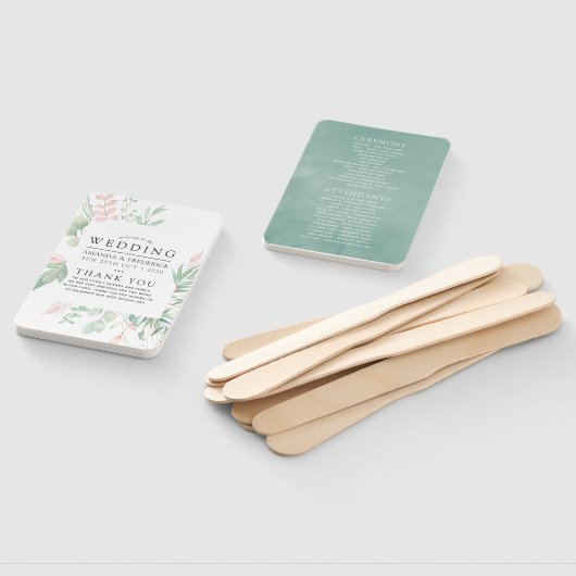 Éventail Pastel Blush Greenery Programme de mariage (Non-assemblé)