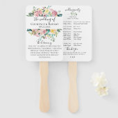 Éventail Pastel Floral Bouquet Programme de mariage Fans (Devant et derrière)