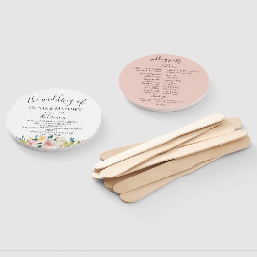 Éventail Pastel Floral Wedding Programme (Non-assemblé)