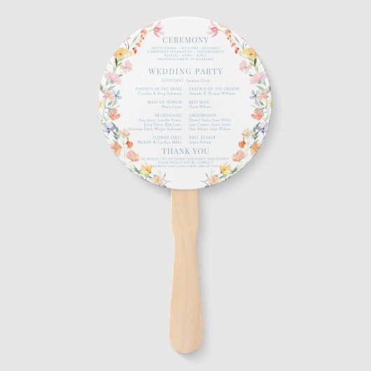 Éventail Pastel Meadow Flowers Programme de mariage Fleur s (Dos)