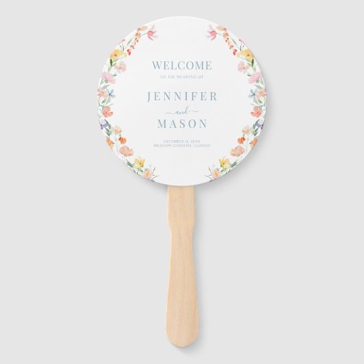 Éventail Pastel Meadow Flowers Programme de mariage Fleur s (Devant)