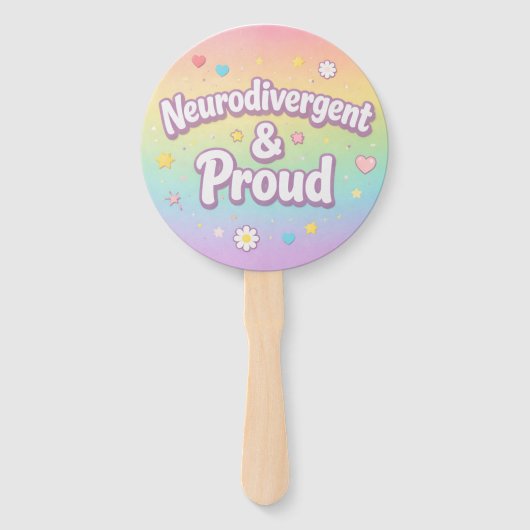 Éventail Pastel Neurodivergent & Proud Party Fan (Devant)