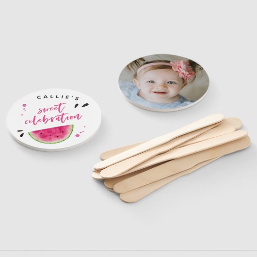 Éventail Pastèque rose doux photo de fête d'anniversaire (Non-assemblé)