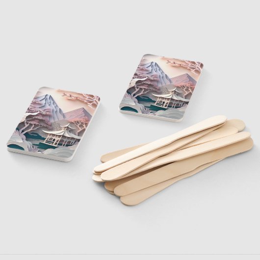 Éventail Pavillon de découpe de papier Paysage Ensemble de  (Non-assemblé)