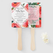 Éventail Pavot Fleur Aquarelle Rouge Dîner de répétition In (Devant et derrière)