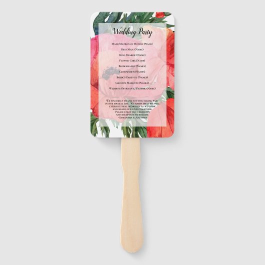 Éventail Pavot Fleur Aquarelle Rouge Dîner de répétition In (Dos)