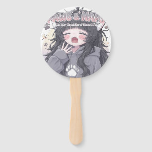Éventail Paws & Naps Cozy Anime Girl & Cat Stickers - Migno