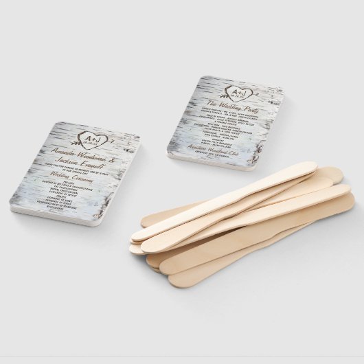 Éventail Pays Rustic Birch Tree Bark Programmes de mariage (Non-assemblé)
