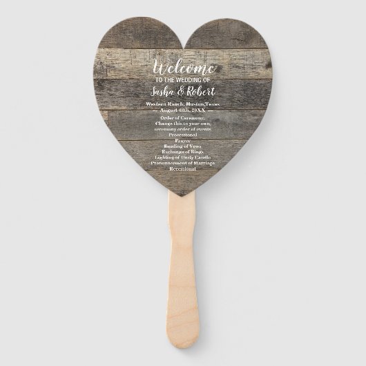 Éventail pays rustique boisé grange programmes de mariage (Devant)