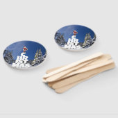 Éventail Paysage d'hiver de Noël (Non-assemblé)