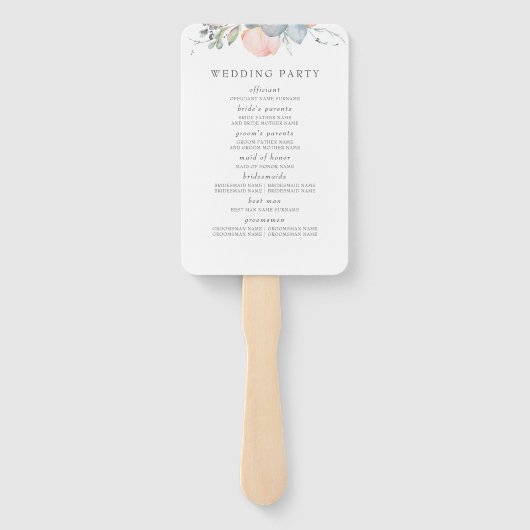 Éventail Peach Floral Dusty Blue Wedding Program (Dos)