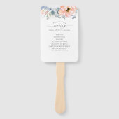 Éventail Peach Floral Dusty Blue Wedding Program (Devant)