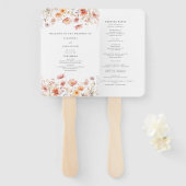 Éventail Peach Floral Fleur sauvage Wedding Program Hand Fa (Devant et derrière)
