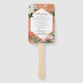 Éventail Peach Pink Peonies Flowers Programme de mariage (Dos)