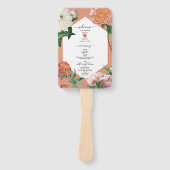 Éventail Peach Pink Peonies Flowers Programme de mariage (Devant)