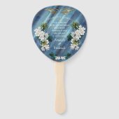 Éventail Peacocks bleu-vert métallique sur soie vert émerau (Dos)