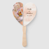 Éventail Pearl Heart Floral Orange Rose Papillon rose Mer (Devant)