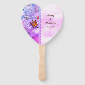 Éventail Pearl Heart Floral Rose Mariage papillon rose (Devant)