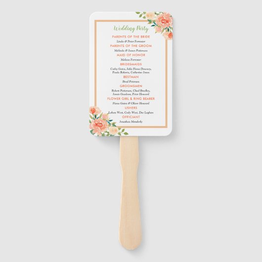 Éventail Pêcher les fleurs | Programme de mariage (Dos)