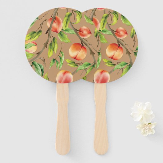 Éventail Pêches sur l'arbre (Devant et derrière)
