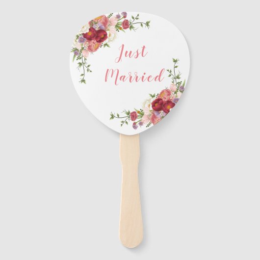 Éventail Peines d'aquarelle rose et Rose juste mariées (Dos)