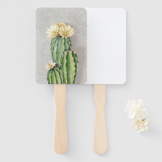 Éventail Peinture à fleur de cactus (Devant et derrière)