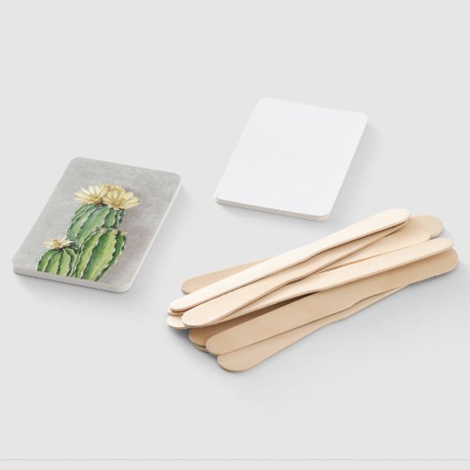 Éventail Peinture à fleur de cactus (Non-assemblé)