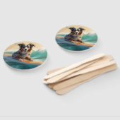 Éventail Peinture de surf de plage de berger australien (Non-assemblé)