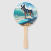 Éventail Peinture de surf de plage de Blue Heeler  (Devant)