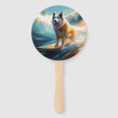 Éventail Peinture de surf de plage de Malamute d'Alaska (Devant)