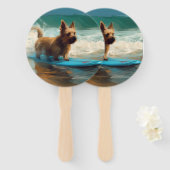 Éventail Peinture de surf de plage de Terrier Australien (Devant et derrière)