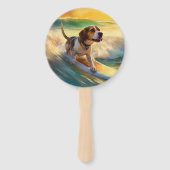 Éventail Peinture de surf sur la plage de Beagle (Dos)