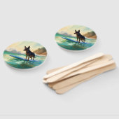 Éventail Peinture de Surf sur Plage de Kelpie Australien (Non-assemblé)