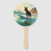 Éventail Peinture de Surf sur Plage de Kelpie Australien (Devant)