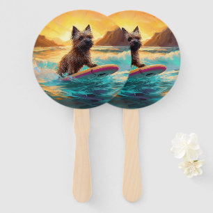 Éventail Peinture de Surf sur Plage de Terrier Cairn