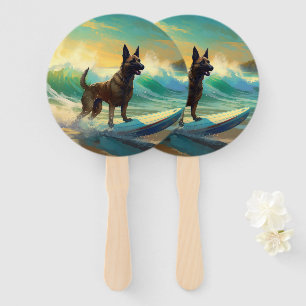 Éventail Peinture de Surf sur Plage Malinois Belge