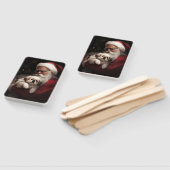 Éventail Pekingese avec le Père Noël Festif Noël (Non-assemblé)