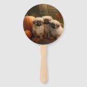 Éventail Pekingese Chiot Automne Citrouille délice (Dos)
