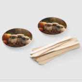 Éventail Pekingese Chiot Automne Citrouille délice (Non-assemblé)