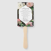 Éventail Peonies blanches roses Fleurs Mariage Black Progra (Dos)