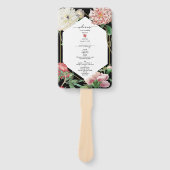 Éventail Peonies blanches roses Fleurs Mariage Black Progra (Devant)