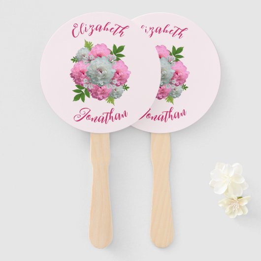 Éventail Peony Bouquet Mariage (Devant et derrière)