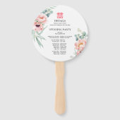 Éventail Peony Double Bonheur Programme de Mariage & Calend (Dos)