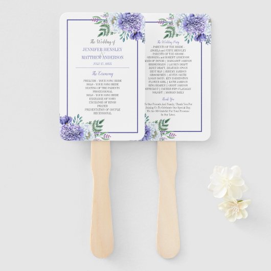 Éventail Peony Passion Floral Wedding Programme Fans (Devant et derrière)