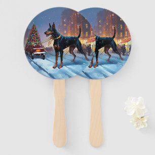 Éventail Période de fêtes de Noël Doberman