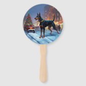 Éventail Période de fêtes de Noël Doberman (Devant)