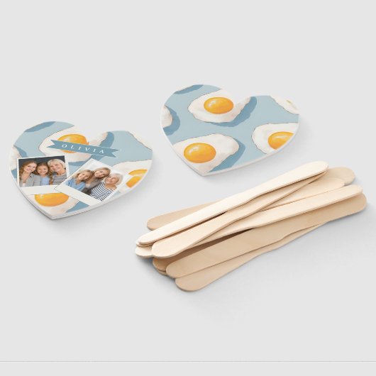 Éventail Personalized Fried Egg Pattern Fun Blue Funny (Non-assemblé)