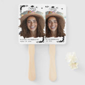 Éventail Personalized Graduation Elegant Script Stars & Cap (Devant et derrière)