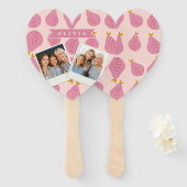 Éventail Personalized Pink Pear Pattern Cute Girly Fruit (Devant et derrière)