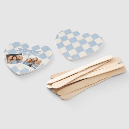 Éventail Personalized Preppy Soft Blue Fuzzy Argyle Name (Non-assemblé)